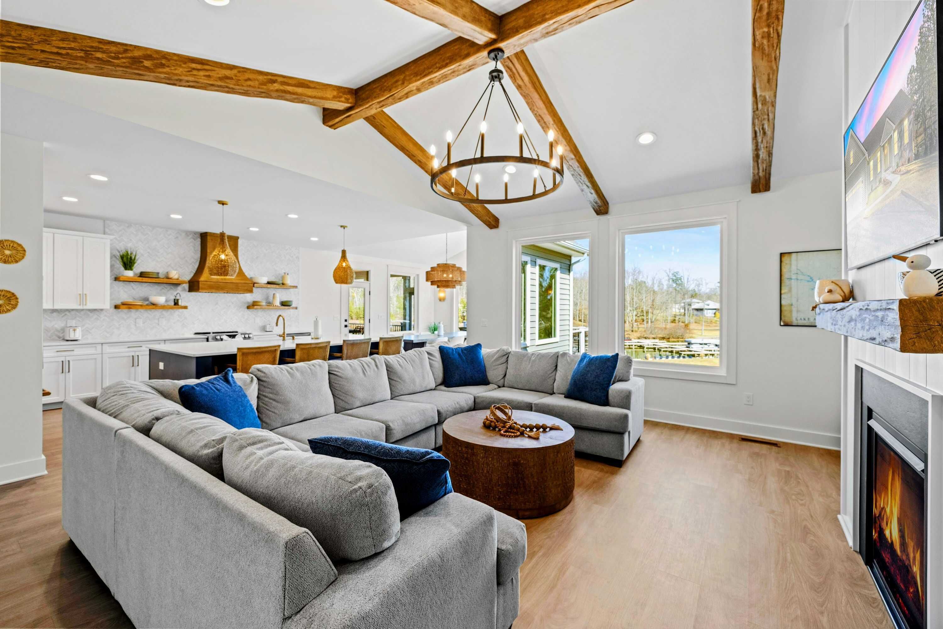 Smart TV, fireplace, video games, offices