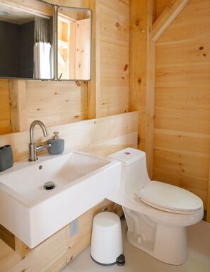 Hair dryer, towels, soap, shampoo - The Cabins at Currier Landing Cabin 1: Fern (Sedgwick)