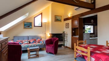 TV, fireplace, DVD player