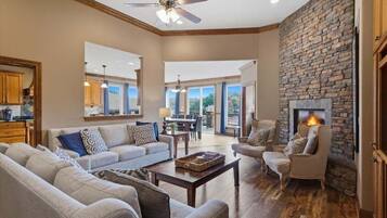 Smart TV, fireplace, video games, foosball