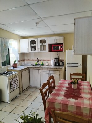 Microwave, coffee/tea maker, electric kettle, blender