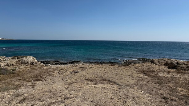 Un paysage côtier caractérisé par un terrain rocheux et une vue dégagée sur la mer.