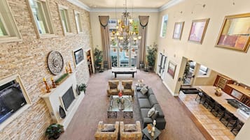 TV, fireplace, offices