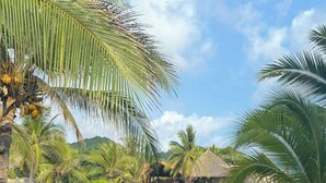 A resort with a pool, outdoor seating, and tropical vegetation. - Elegant Oceanview Suite Perfect Hideaway for two (La Majahua)