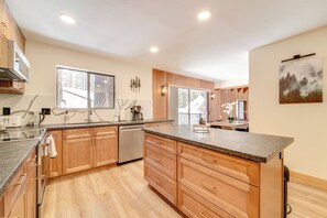 Fridge, microwave, stovetop, dishwasher - Ski, Hike & Fish: Cabin w/ Deck in Soda Springs! (Soda Springs)