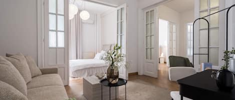 Luxury Apartment, 3 Bedrooms, Balcony, City View | Living area | 43-inch Smart TV with digital channels, Netflix, streaming services