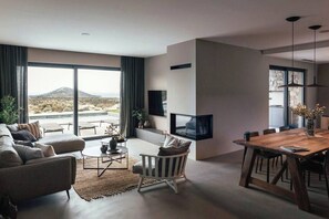 TV, fireplace, stereo