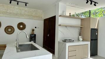 Villa, 2 Bedrooms, Private Pool | Private kitchen | Fridge, microwave, stovetop, electric kettle