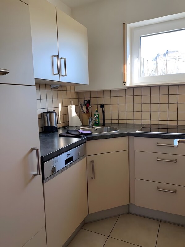 Kühlschrank, Mikrowelle, Herdplatte, Geschirrspüler