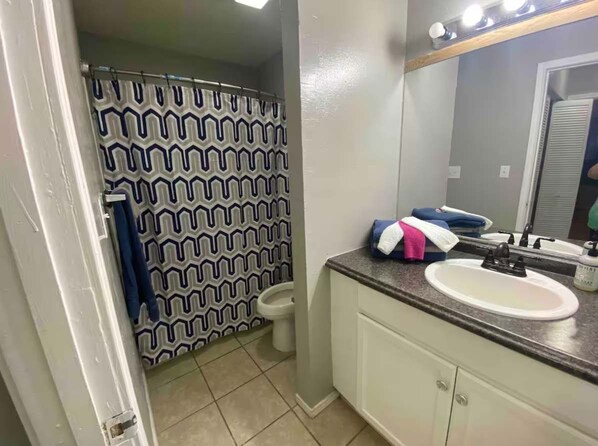 Ducha, secador de pelo, toallas