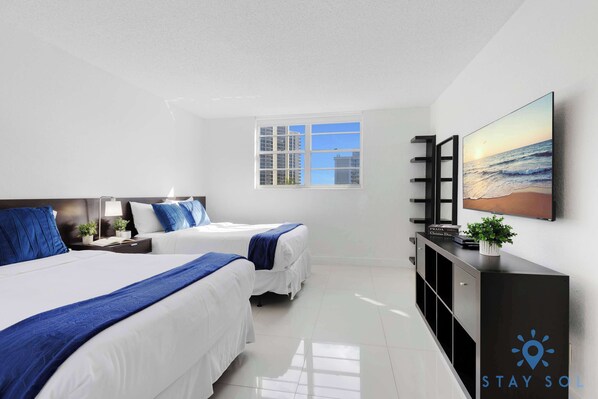 2 bedrooms, desk, iron/ironing board, travel cot