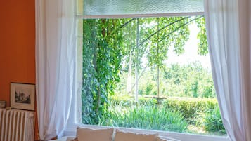 Televisie, een open haard, een dvd-speler en een tafeltennistafel