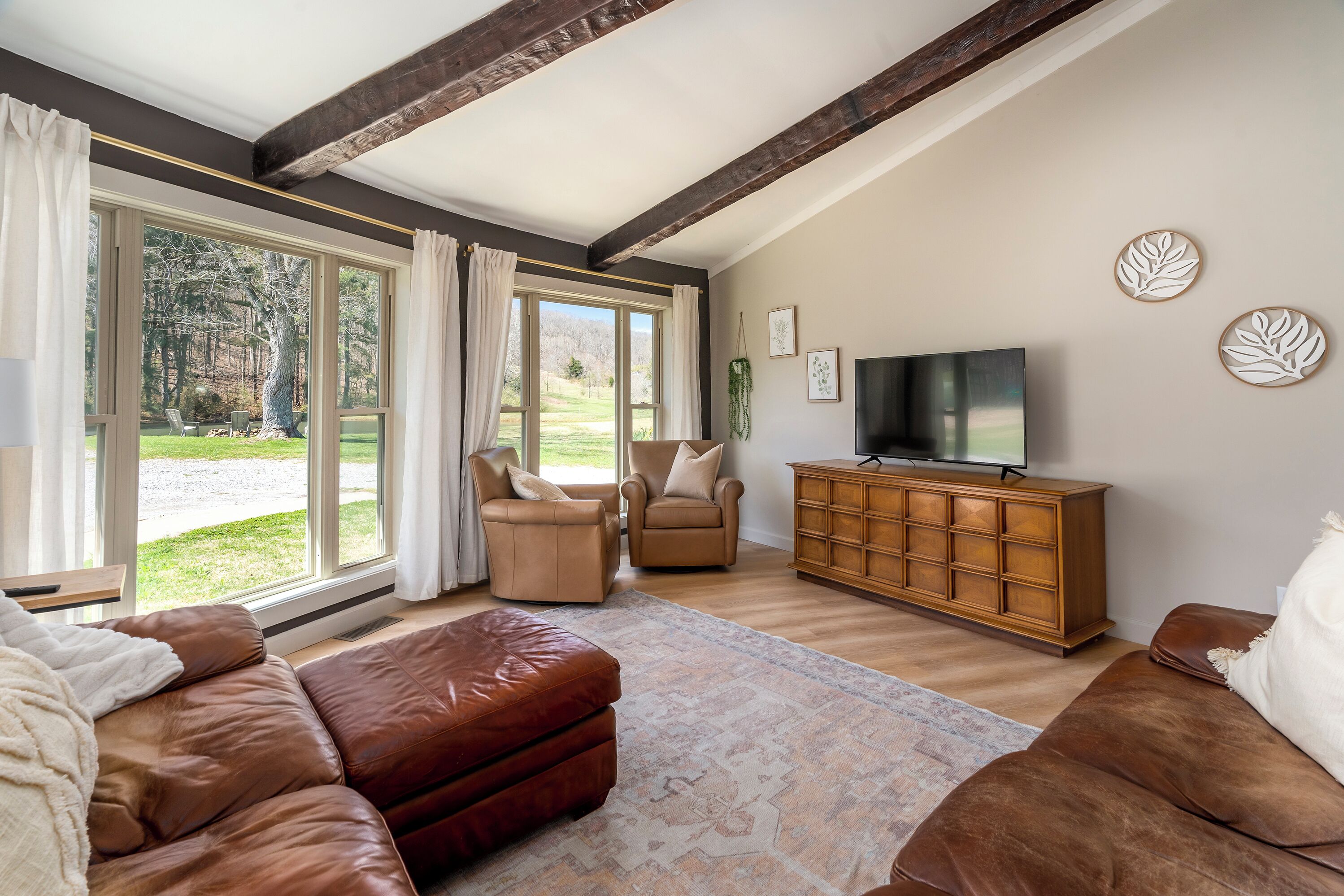 Smart TV, fireplace, stereo