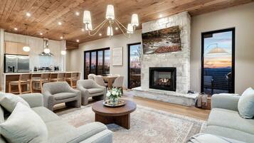 TV, fireplace, offices