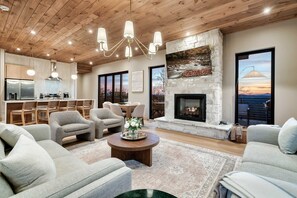 TV, fireplace, offices