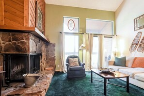 Condo, Multiple Beds, Fireplace (Family Fun Condo) | Living area | 42-inch flat-screen TV with digital channels, fireplace