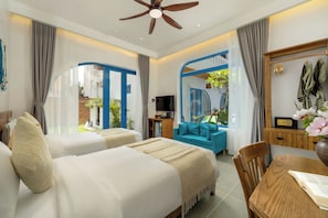 Chambre Supérieure Double ou avec lits jumeaux, balcon, vue jardin | Vue de la chambre