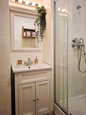 Regadera, secadora de cabello, bidet, toallas 