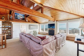 TV, fireplace, DVD player, ping pong