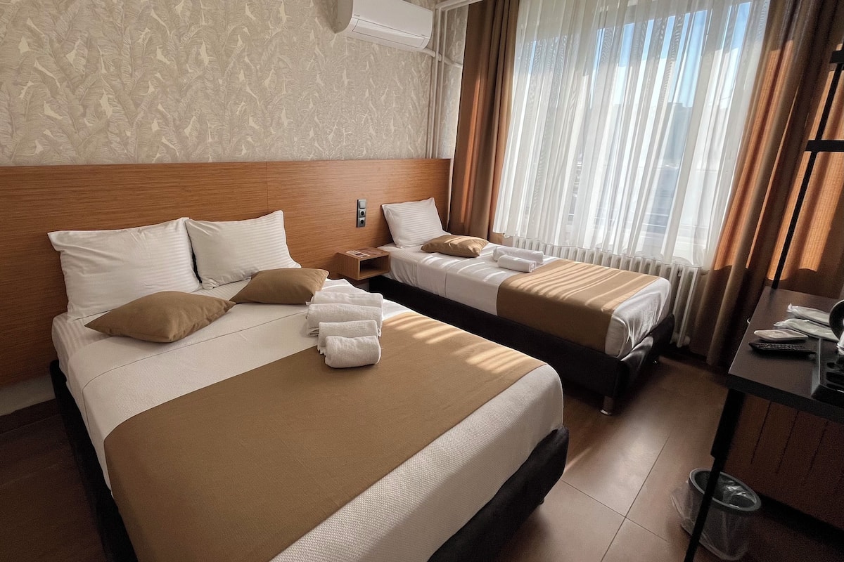 Premium bedding, minibar, desk, laptop workspace