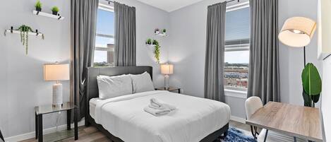 Lejlighed | 1 soveværelse, skrivebord, arbejdsområde til bærbare computere