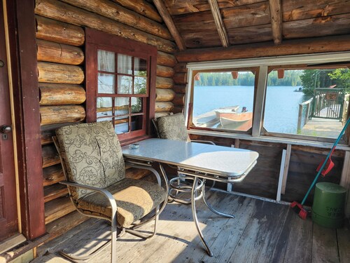 Rustic Log Cabin #8 on Crow Lake at Bull Moose Lodge. Family and pet friendly