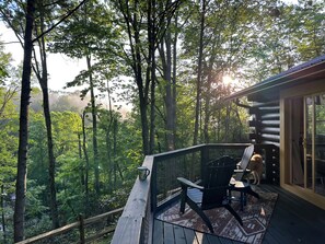 Terrace/patio - Rustic Charm Meets Modern Comfort – Cozy Mountain Cabin Retreat at Calm Creek! (Waynesville)