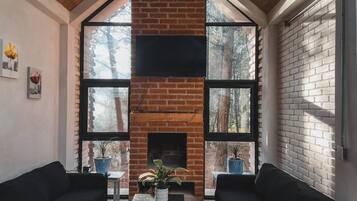 Smart-TV, Kamin, Bücher