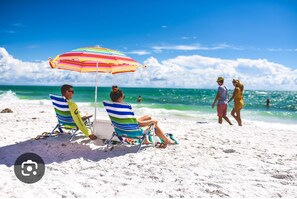 Sun-loungers, beach towels
