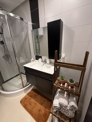 Towels, soap, toilet paper - Modern Room and Lounge at the Agdal Center, Rabat (Rabat)