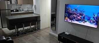 Charming 2-bedroom apartment with WiFi and fitness room in vibrant Santiago