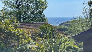 A garden with various plants and a view of the sea. - 3 bedroom accommodation in Portscatho (Portscatho)