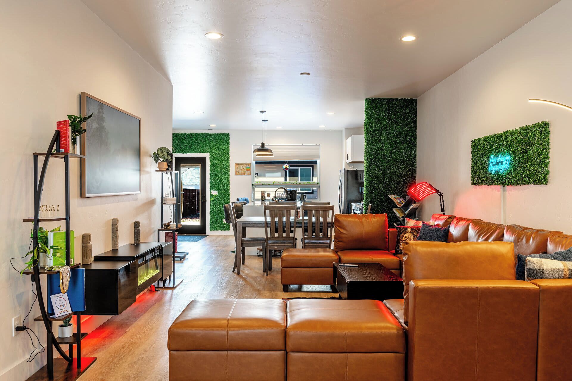 TV, fireplace, video games, DVD player
