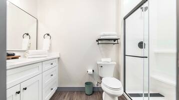 Regadera, secadora de cabello, toallas