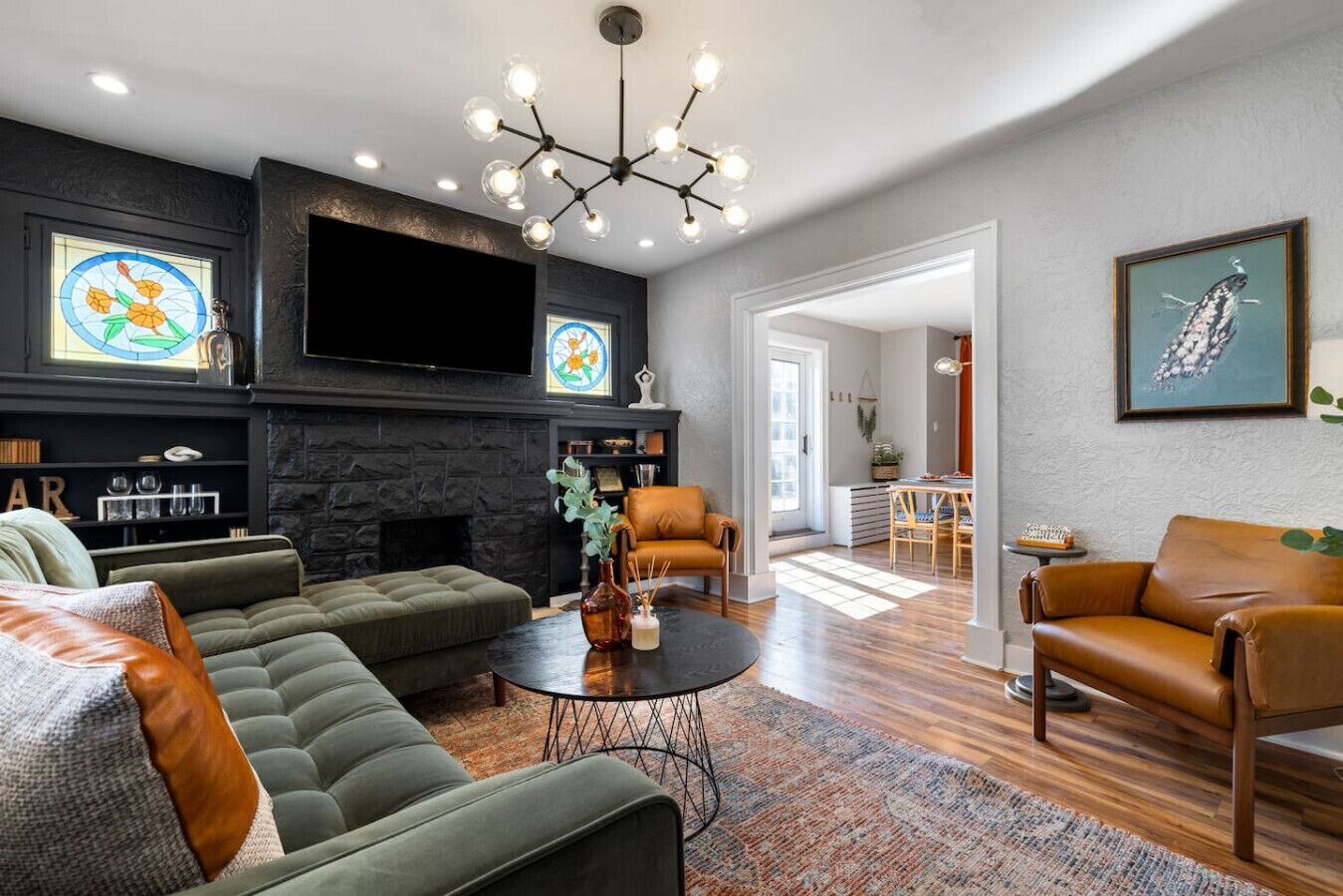 TV, fireplace, stereo