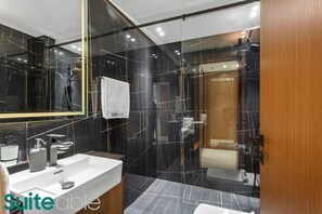 Free toiletries, hair dryer, towels, toilet paper