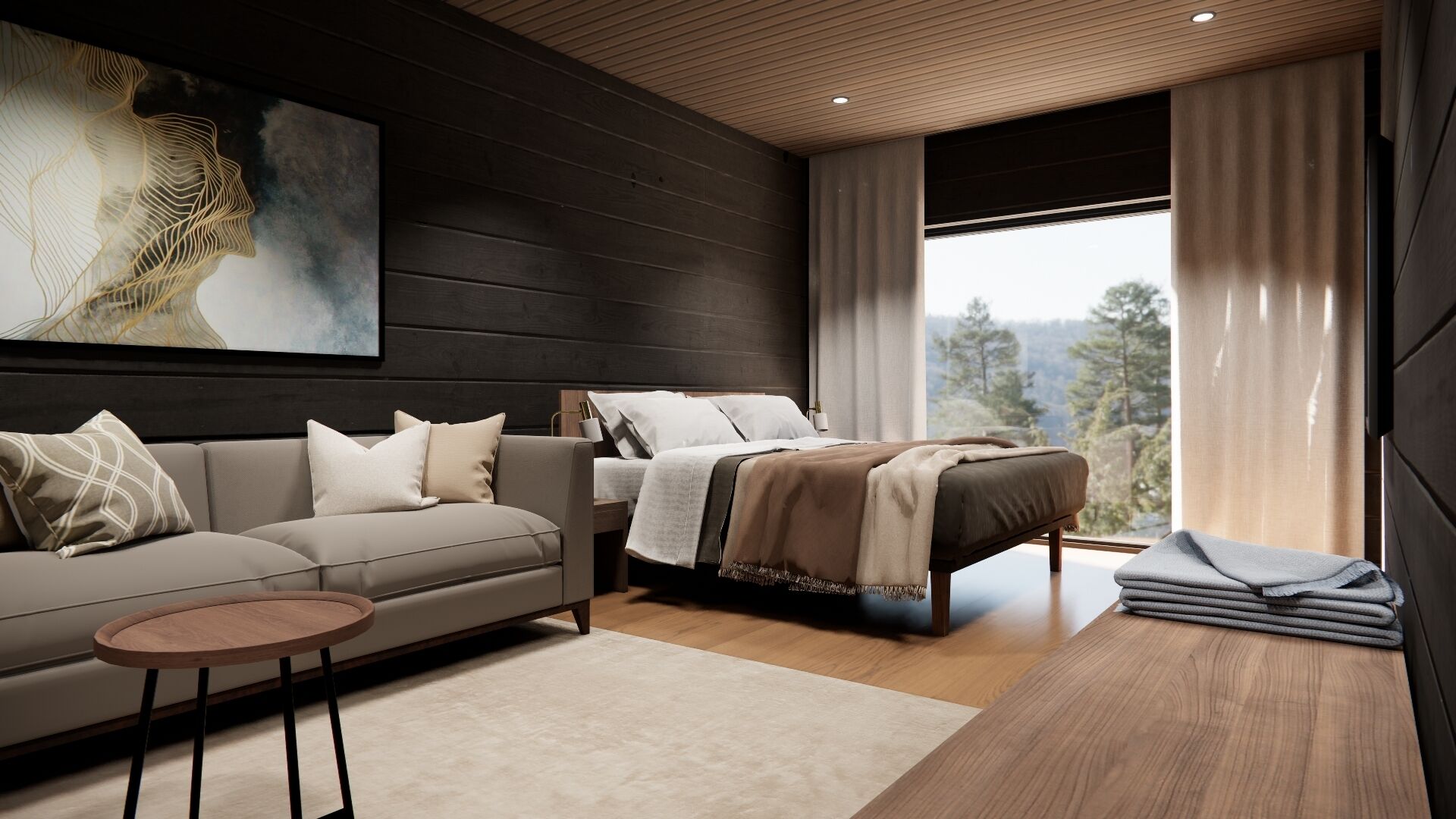 Panoramic Studio Suite | Peralatan tempat tidur premium, peti besi dalam bilik 