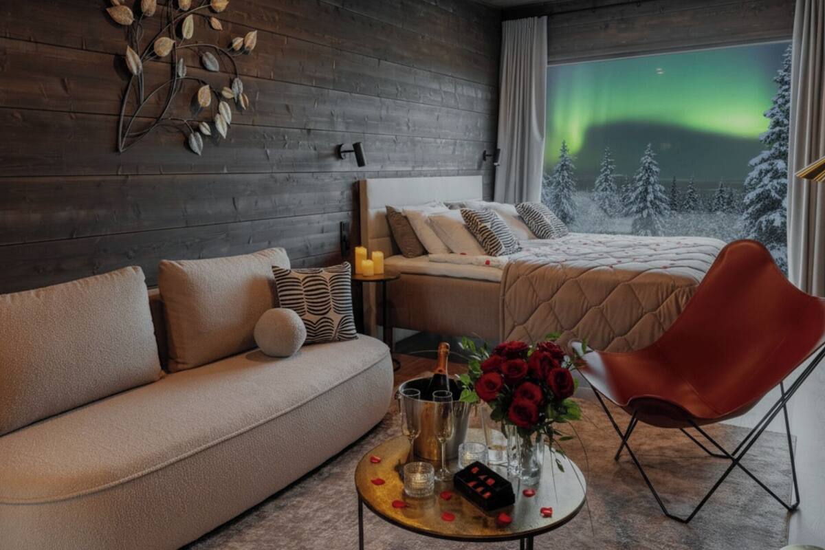 Polar Chalet | Sengetøy av topp kvalitet, safe på rommet og strykejern/-brett