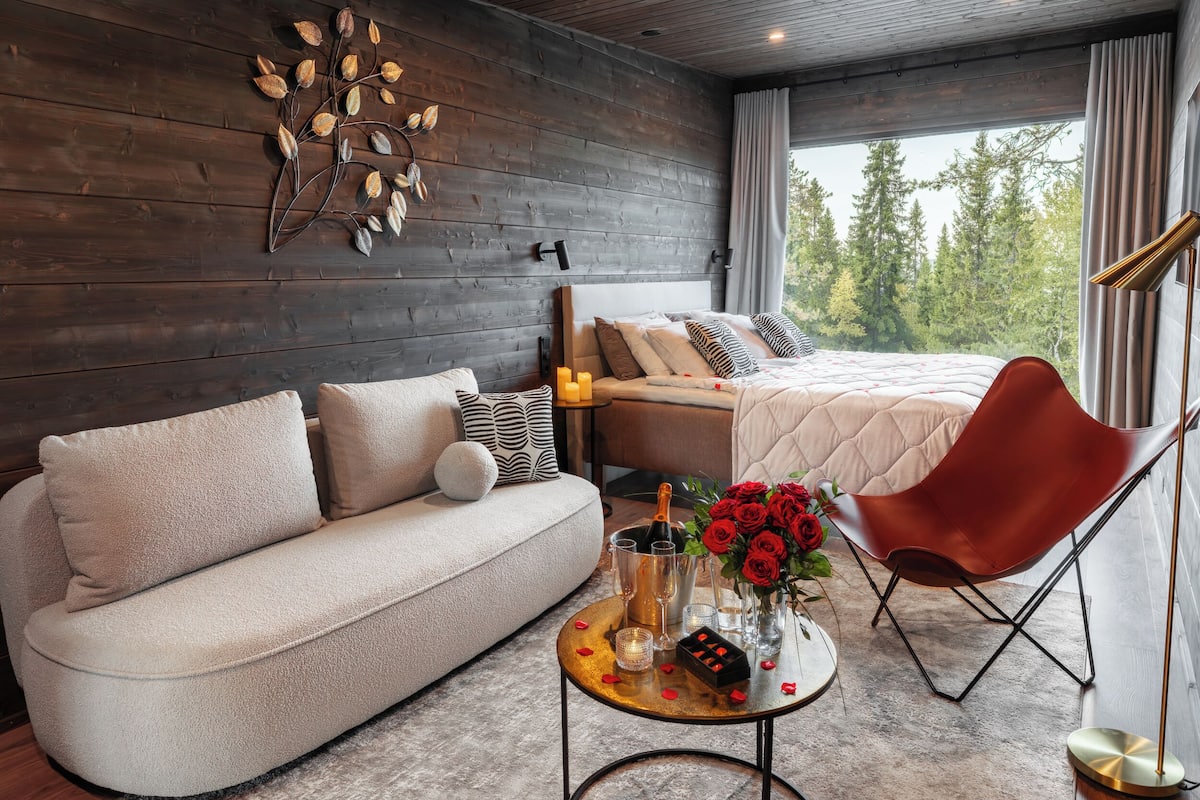 Panorama Chalet | Sengetøy av topp kvalitet, safe på rommet og strykejern/-brett