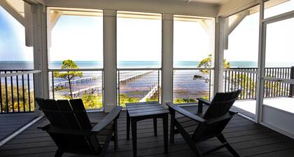 Bayfront oasis with private dock, pool, elevator and easy ADA beach access.
