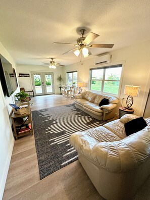 Smart TV, table football, books, stereo