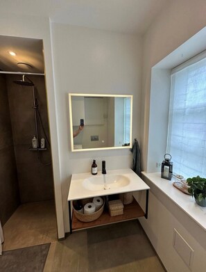 Ducha, artículos de higiene personal ecológicos y secador de pelo