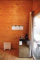 Cabin, Balcony, River View | In-room dining