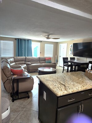 Smart TV, fireplace, video games