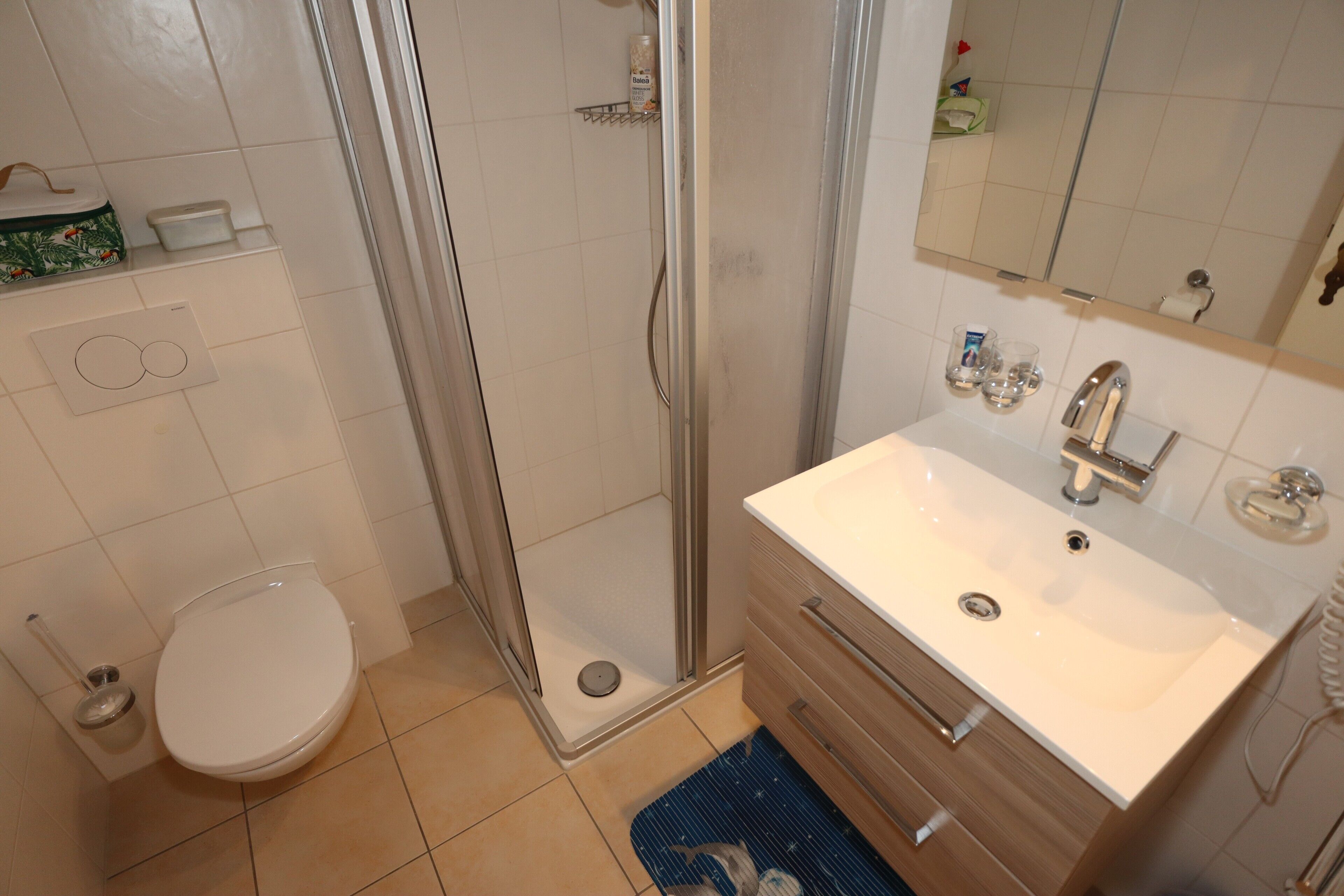 Een douche, een haardroger