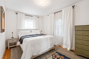 1 bedroom, desk, iron/ironing board, travel cot