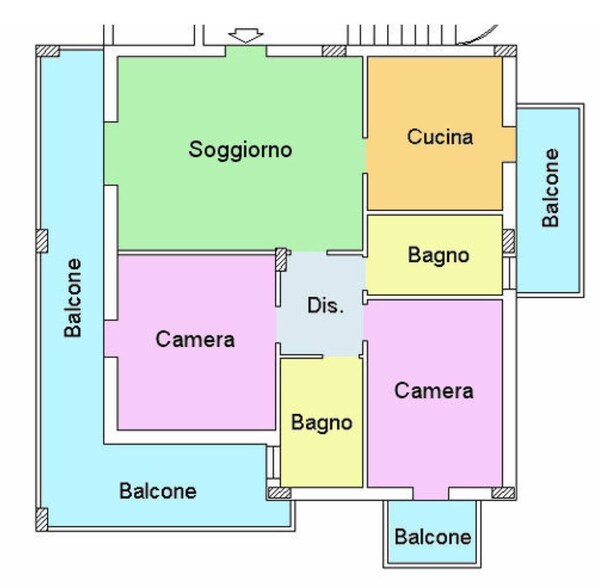 Un hôtel proposant des chambres avec balcon, deux chambres à coucher, une cuisine et une salle de bain.