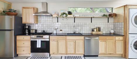 Oven, stovetop, dishwasher, coffee/tea maker