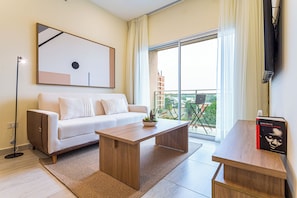 Apartemen, balkon, pemandangan kota | Area keluarga