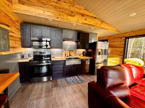 Frigorífico, microondas, horno y placa de cocina